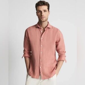 Reiss Men's Linen Button Down Shirt Size Small